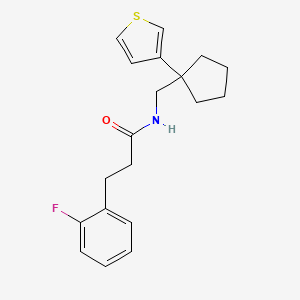 3-(2-fluorophenyl)-N-((1-(thiophen-3-yl)cyclopentyl)methyl)propanamide