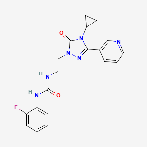 molecular formula C19H19FN6O2 B3007368 1-(2-(4-cyclopropyl-5-oxo-3-(pyridin-3-yl)-4,5-dihydro-1H-1,2,4-triazol-1-yl)ethyl)-3-(2-fluorophenyl)urea CAS No. 1798484-69-1