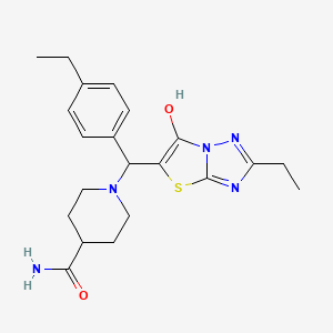 molecular formula C21H27N5O2S B3007370 1-((2-Ethyl-6-hydroxythiazolo[3,2-b][1,2,4]triazol-5-yl)(4-ethylphenyl)methyl)piperidine-4-carboxamide CAS No. 898345-53-4