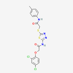 molecular formula C19H16Cl2N4O3S2 B3007372 2-(2,4-dichlorophenoxy)-N-(5-((2-oxo-2-(p-tolylamino)ethyl)thio)-1,3,4-thiadiazol-2-yl)acetamide CAS No. 392291-31-5