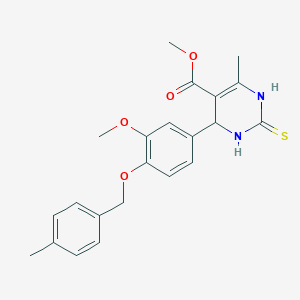 molecular formula C22H24N2O4S B3007374 methyl 4-[3-methoxy-4-[(4-methylphenyl)methoxy]phenyl]-6-methyl-2-sulfanylidene-3,4-dihydro-1H-pyrimidine-5-carboxylate CAS No. 537687-41-5