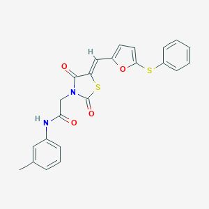 molecular formula C23H18N2O4S2 B300738 2-(2,4-dioxo-5-{[5-(phenylsulfanyl)-2-furyl]methylene}-1,3-thiazolidin-3-yl)-N-(3-methylphenyl)acetamide 