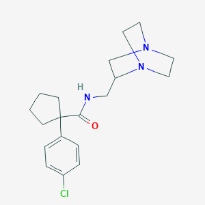molecular formula C19H26ClN3O B3007395 N-(1,4-二氮杂双环[2.2.2]辛烷-2-基甲基)-1-(4-氯苯基)环戊烷甲酰胺 CAS No. 1428378-22-6