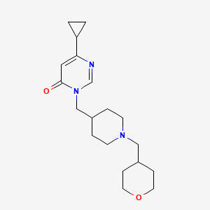 molecular formula C19H29N3O2 B3007402 6-Cyclopropyl-3-({1-[(oxan-4-yl)methyl]piperidin-4-yl}methyl)-3,4-dihydropyrimidin-4-one CAS No. 2176126-11-5