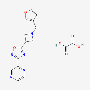 molecular formula C16H15N5O6 B3007403 5-(1-(呋喃-3-基甲基)氮杂环丁-3-基)-3-(哒嗪-2-基)-1,2,4-恶二唑草酸盐 CAS No. 1421489-65-7