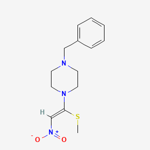 molecular formula C14H19N3O2S B3007408 1-Benzyl-4-[1-(methylsulfanyl)-2-nitrovinyl]piperazine CAS No. 343375-58-6