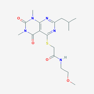 2-[1,3-dimethyl-7-(2-methylpropyl)-2,4-dioxopyrimido[4,5-d]pyrimidin-5-yl]sulfanyl-N-(2-methoxyethyl)acetamide