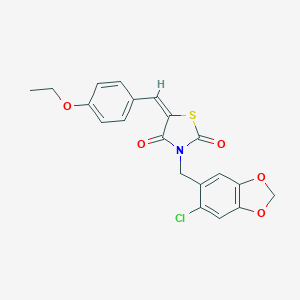 molecular formula C20H16ClNO5S B300742 3-[(6-Chloro-1,3-benzodioxol-5-yl)methyl]-5-(4-ethoxybenzylidene)-1,3-thiazolidine-2,4-dione 