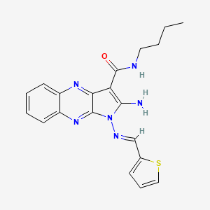 molecular formula C20H20N6OS B3007447 (E)-2-氨基-N-丁基-1-((噻吩-2-基亚甲基)氨基)-1H-吡咯并[2,3-b]喹喔啉-3-甲酰胺 CAS No. 836650-43-2