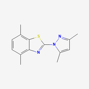 molecular formula C14H15N3S B3007452 2-(3,5-二甲基-1H-吡唑-1-基)-4,7-二甲基-1,3-苯并噻唑 CAS No. 1147196-34-6