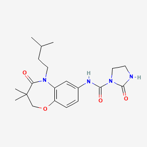 molecular formula C20H28N4O4 B3007455 N-(5-isopentyl-3,3-dimethyl-4-oxo-2,3,4,5-tetrahydrobenzo[b][1,4]oxazepin-7-yl)-2-oxoimidazolidine-1-carboxamide CAS No. 1448134-26-6