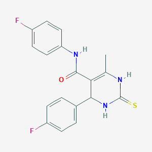 molecular formula C18H15F2N3OS B3007464 N,4-bis(4-fluorophenyl)-6-methyl-2-thioxo-1,2,3,4-tetrahydropyrimidine-5-carboxamide CAS No. 537679-25-7