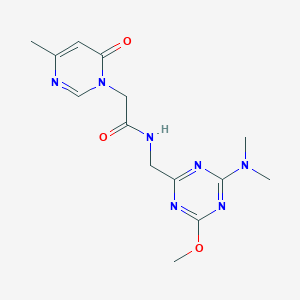 molecular formula C14H19N7O3 B3007469 N-((4-(dimethylamino)-6-methoxy-1,3,5-triazin-2-yl)methyl)-2-(4-methyl-6-oxopyrimidin-1(6H)-yl)acetamide CAS No. 2034467-32-6