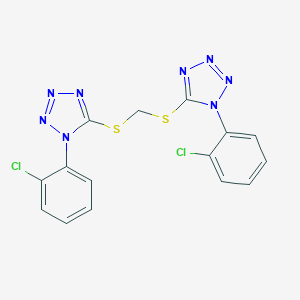 molecular formula C15H10Cl2N8S2 B300747 1-(2-chlorophenyl)-5-[({[1-(2-chlorophenyl)-1H-tetraazol-5-yl]sulfanyl}methyl)sulfanyl]-1H-tetraazole 