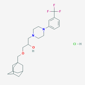 molecular formula C25H36ClF3N2O2 B3007470 1-((3r,5r,7r)-Adamantan-1-ylmethoxy)-3-(4-(3-(trifluoromethyl)phenyl)piperazin-1-yl)propan-2-ol hydrochloride CAS No. 1184966-81-1