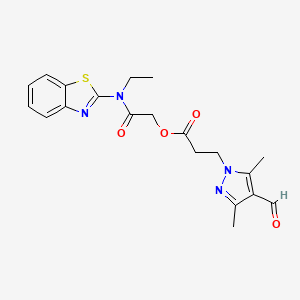 molecular formula C20H22N4O4S B3007477 [2-[1,3-苯并噻唑-2-基(乙基)氨基]-2-氧代乙基] 3-(4-甲酰-3,5-二甲基吡唑-1-基)丙酸酯 CAS No. 1252346-69-2