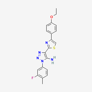 molecular formula C20H18FN5OS B3007479 4-(4-(4-ethoxyphenyl)thiazol-2-yl)-1-(3-fluoro-4-methylphenyl)-1H-1,2,3-triazol-5-amine CAS No. 1251607-42-7