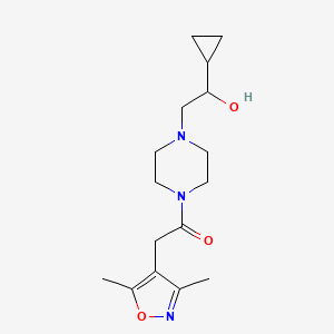 molecular formula C16H25N3O3 B3007484 1-(4-(2-Cyclopropyl-2-hydroxyethyl)piperazin-1-yl)-2-(3,5-dimethylisoxazol-4-yl)ethanone CAS No. 1396675-91-4
