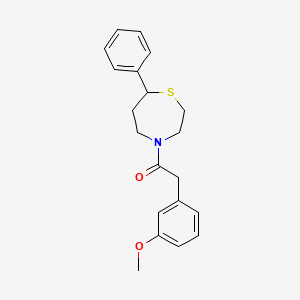 molecular formula C20H23NO2S B3007485 2-(3-Methoxyphenyl)-1-(7-phenyl-1,4-thiazepan-4-yl)ethanone CAS No. 1797637-50-3