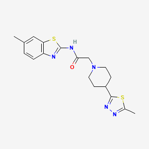 molecular formula C18H21N5OS2 B3007491 2-(4-(5-甲基-1,3,4-噻二唑-2-基)哌啶-1-基)-N-(6-甲基苯并[d]噻唑-2-基)乙酰胺 CAS No. 1331213-99-0