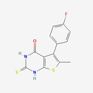 molecular formula C13H9FN2OS2 B3007501 5-(4-fluorophenyl)-6-methyl-2-sulfanyl-3H,4H-thieno[2,3-d]pyrimidin-4-one CAS No. 851116-66-0