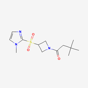 molecular formula C13H21N3O3S B3007502 3,3-dimethyl-1-(3-((1-methyl-1H-imidazol-2-yl)sulfonyl)azetidin-1-yl)butan-1-one CAS No. 2320375-33-3