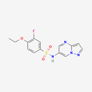 molecular formula C14H13FN4O3S B3007507 4-乙氧基-3-氟-N-(吡唑并[1,5-a]嘧啶-6-基)苯磺酰胺 CAS No. 2034504-99-7