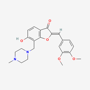 molecular formula C23H26N2O5 B3007512 (Z)-2-(3,4-dimethoxybenzylidene)-6-hydroxy-7-((4-methylpiperazin-1-yl)methyl)benzofuran-3(2H)-one CAS No. 869078-31-9