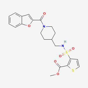 molecular formula C21H22N2O6S2 B3007536 methyl 3-(N-((1-(benzofuran-2-carbonyl)piperidin-4-yl)methyl)sulfamoyl)thiophene-2-carboxylate CAS No. 1235282-85-5