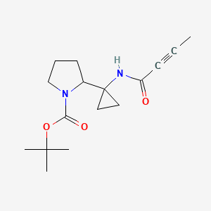 molecular formula C16H24N2O3 B3007539 Tert-butyl 2-[1-(but-2-ynoylamino)cyclopropyl]pyrrolidine-1-carboxylate CAS No. 2411307-74-7