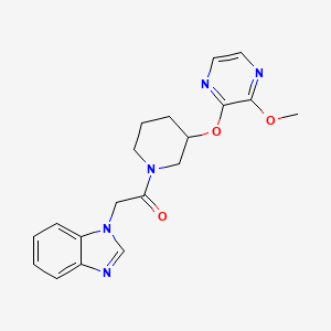 molecular formula C19H21N5O3 B3007547 2-(1H-benzo[d]imidazol-1-yl)-1-(3-((3-methoxypyrazin-2-yl)oxy)piperidin-1-yl)ethanone CAS No. 2034504-89-5