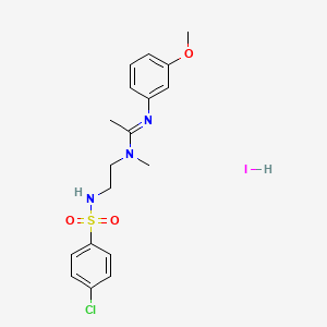 molecular formula C18H23ClIN3O3S B3007556 N-[2-[(4-Chlorophenyl)sulfonylamino]ethyl]-N'-(3-methoxyphenyl)-N-methylethanimidamide;hydroiodide CAS No. 477762-95-1