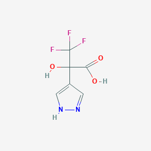 molecular formula C6H5F3N2O3 B3007566 3,3,3-Trifluoro-2-hydroxy-2-(1H-pyrazol-4-yl)propanoic acid CAS No. 1542762-33-3