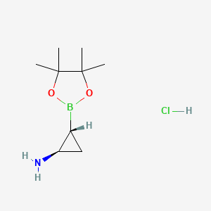 molecular formula C9H19BClNO2 B3007572 (1R,2R)-2-(4,4,5,5-Tetramethyl-1,3,2-dioxaborolan-2-yl)cyclopropan-1-amine;hydrochloride CAS No. 2382719-66-4