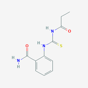 molecular formula C11H13N3O2S B300758 2-[(Propanoylcarbamothioyl)amino]benzamide 