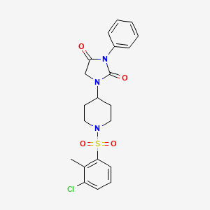 molecular formula C21H22ClN3O4S B3007581 1-(1-((3-氯-2-甲苯磺酰基)哌啶-4-基)-3-苯基咪唑烷-2,4-二酮 CAS No. 2034332-53-9