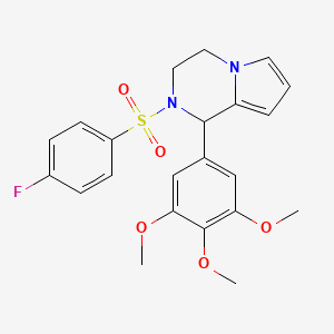 molecular formula C22H23FN2O5S B3007585 2-((4-Fluorophenyl)sulfonyl)-1-(3,4,5-trimethoxyphenyl)-1,2,3,4-tetrahydropyrrolo[1,2-a]pyrazine CAS No. 900012-05-7
