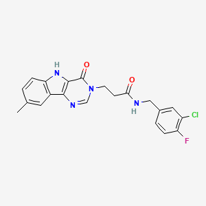 molecular formula C21H18ClFN4O2 B3007586 N-(3-chloro-4-fluorobenzyl)-3-(8-methyl-4-oxo-4,5-dihydro-3H-pyrimido[5,4-b]indol-3-yl)propanamide CAS No. 1189430-98-5