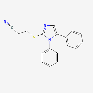 molecular formula C18H15N3S B3007595 3-((1,5-diphenyl-1H-imidazol-2-yl)thio)propanenitrile CAS No. 1207005-79-5