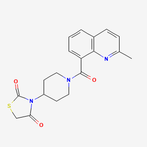 molecular formula C19H19N3O3S B3007610 3-(1-(2-Methylquinoline-8-carbonyl)piperidin-4-yl)thiazolidine-2,4-dione CAS No. 1798513-66-2