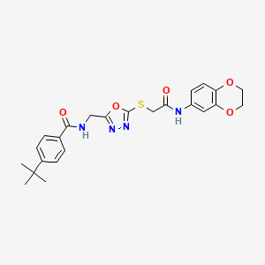 4-(tert-butyl)-N-((5-((2-((2,3-dihydrobenzo[b][1,4]dioxin-6-yl)amino)-2-oxoethyl)thio)-1,3,4-oxadiazol-2-yl)methyl)benzamide