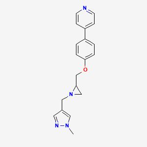 molecular formula C19H20N4O B3007613 4-[4-[[1-[(1-Methylpyrazol-4-yl)methyl]aziridin-2-yl]methoxy]phenyl]pyridine CAS No. 2418667-07-7