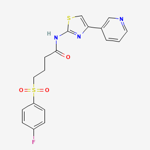 molecular formula C18H16FN3O3S2 B3007617 4-((4-fluorophenyl)sulfonyl)-N-(4-(pyridin-3-yl)thiazol-2-yl)butanamide CAS No. 922855-73-0
