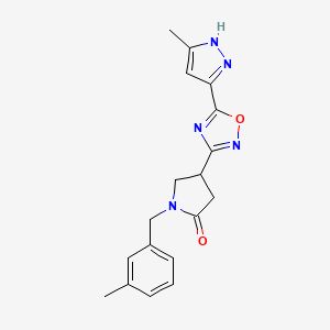 4-(5-(3-methyl-1H-pyrazol-5-yl)-1,2,4-oxadiazol-3-yl)-1-(3-methylbenzyl)pyrrolidin-2-one