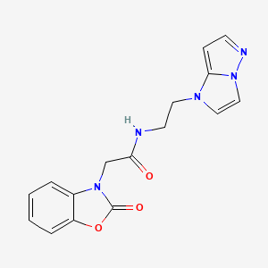molecular formula C16H15N5O3 B3007626 N-(2-(1H-imidazo[1,2-b]pyrazol-1-yl)ethyl)-2-(2-oxobenzo[d]oxazol-3(2H)-yl)acetamide CAS No. 1797307-93-7