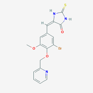 molecular formula C17H14BrN3O3S B300766 (5E)-5-[3-bromo-5-methoxy-4-(pyridin-2-ylmethoxy)benzylidene]-2-thioxoimidazolidin-4-one 