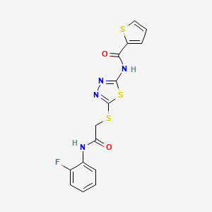 N-(5-((2-((2-fluorophenyl)amino)-2-oxoethyl)thio)-1,3,4-thiadiazol-2-yl)thiophene-2-carboxamide