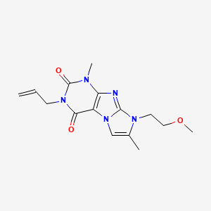 molecular formula C15H19N5O3 B3007680 3-allyl-8-(2-methoxyethyl)-1,7-dimethyl-1H-imidazo[2,1-f]purine-2,4(3H,8H)-dione CAS No. 887464-92-8