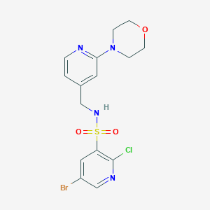 molecular formula C15H16BrClN4O3S B3007681 5-bromo-2-chloro-N-{[2-(morpholin-4-yl)pyridin-4-yl]methyl}pyridine-3-sulfonamide CAS No. 1181495-03-3