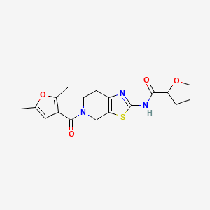 molecular formula C18H21N3O4S B3007685 N-(5-(2,5-dimethylfuran-3-carbonyl)-4,5,6,7-tetrahydrothiazolo[5,4-c]pyridin-2-yl)tetrahydrofuran-2-carboxamide CAS No. 1396850-95-5